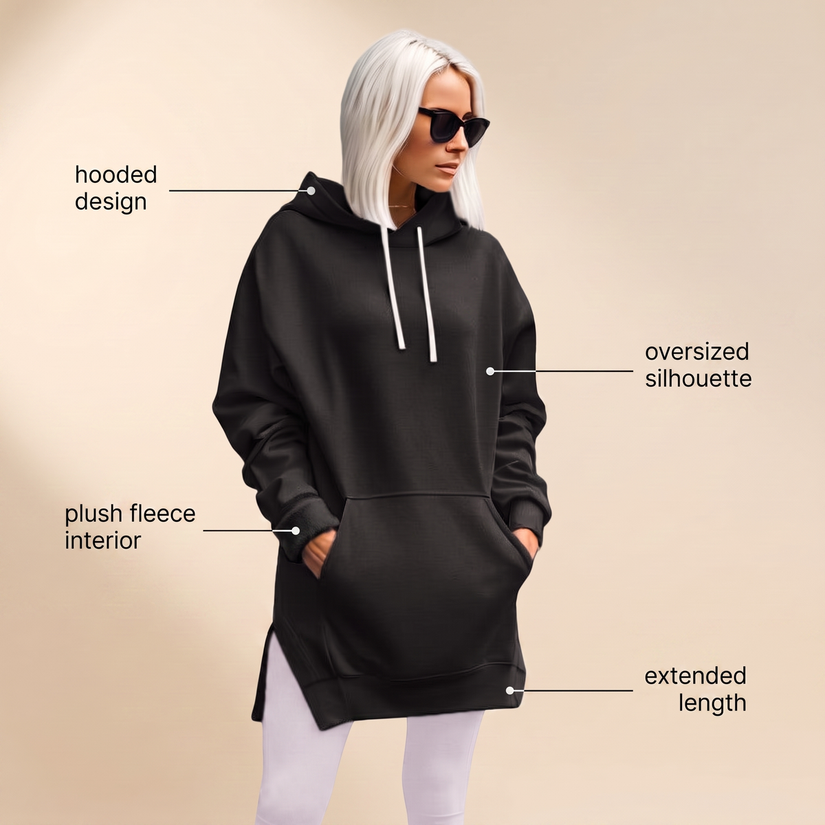 AVELMERE SOFT-FLEECE HOODIE DRESS