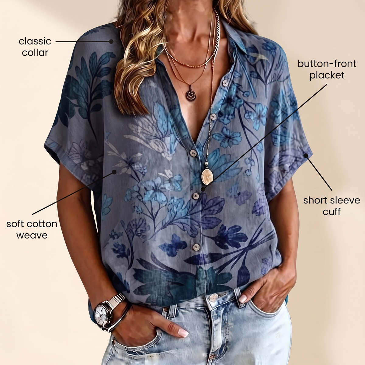 MERRIVALE LEAF-PRINT BLOUSE
