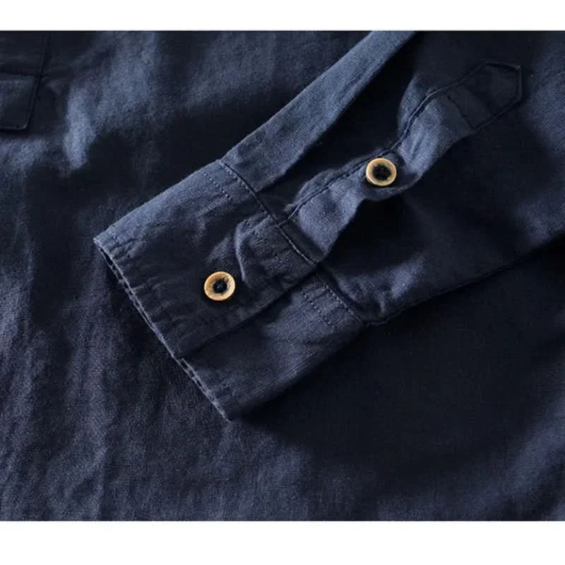 CALLUM LINEN MANDARIN SHIRT