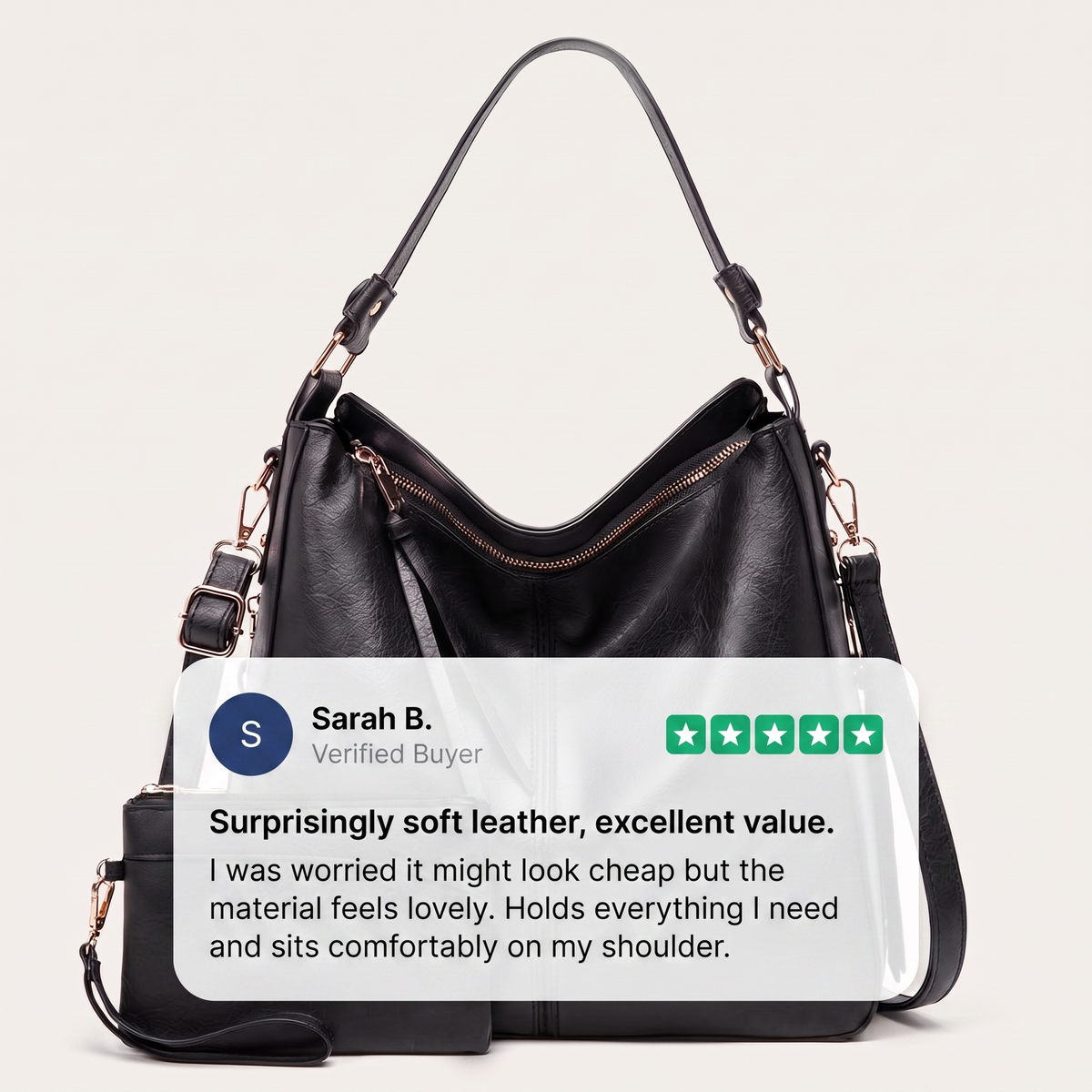 CAMELLIA LEATHER HOBO BAG