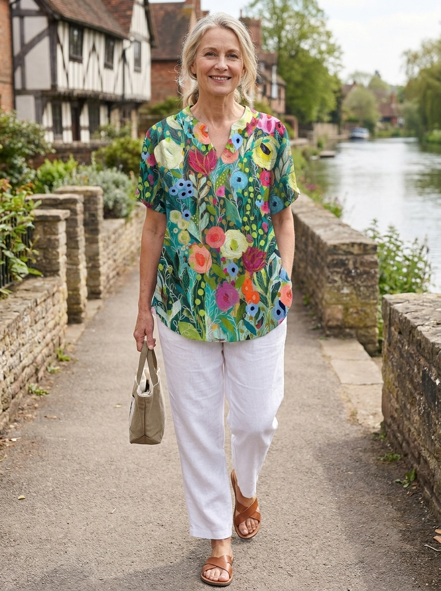 TESS FLORAL ART PRINT SHIRT