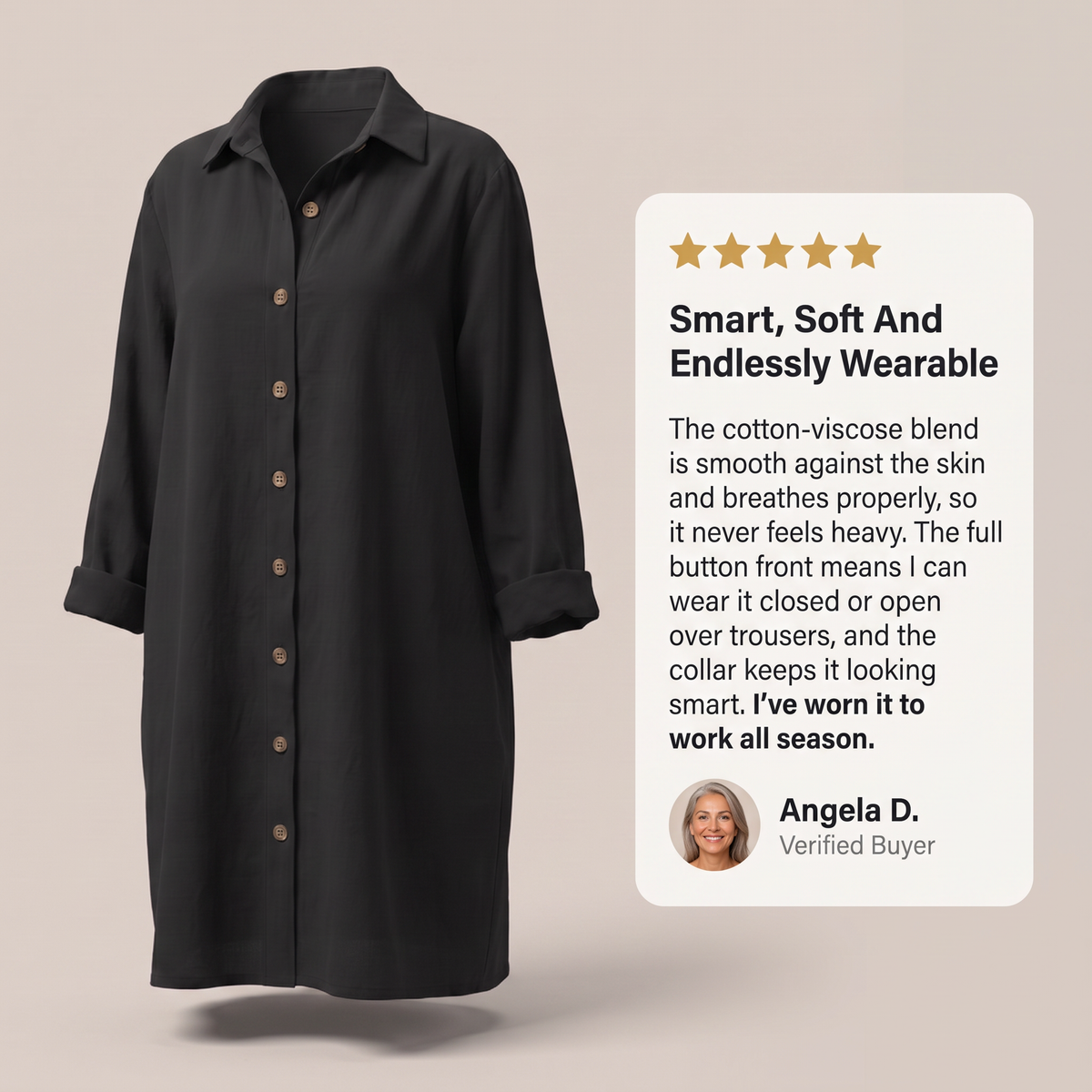 HOLLINMERE BUTTON-FRONT SHIRT DRESS