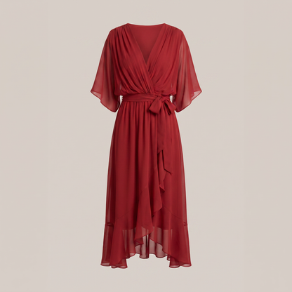 ANWEN V-NECK MIDI DRESS