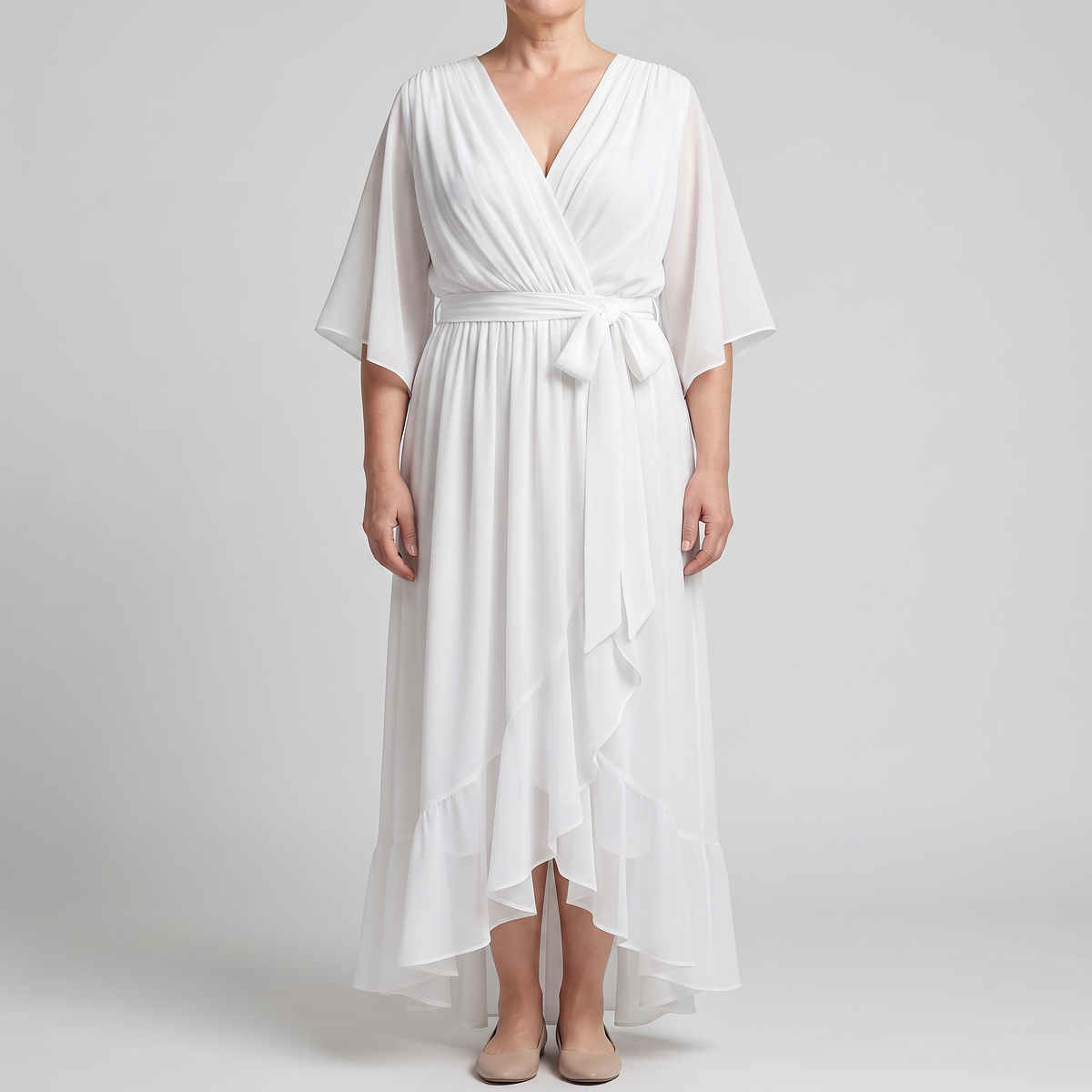 ANWEN V-NECK MIDI DRESS