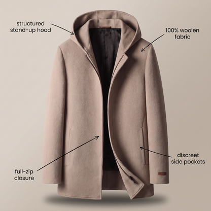 100% WOOLEN HOODED COAT