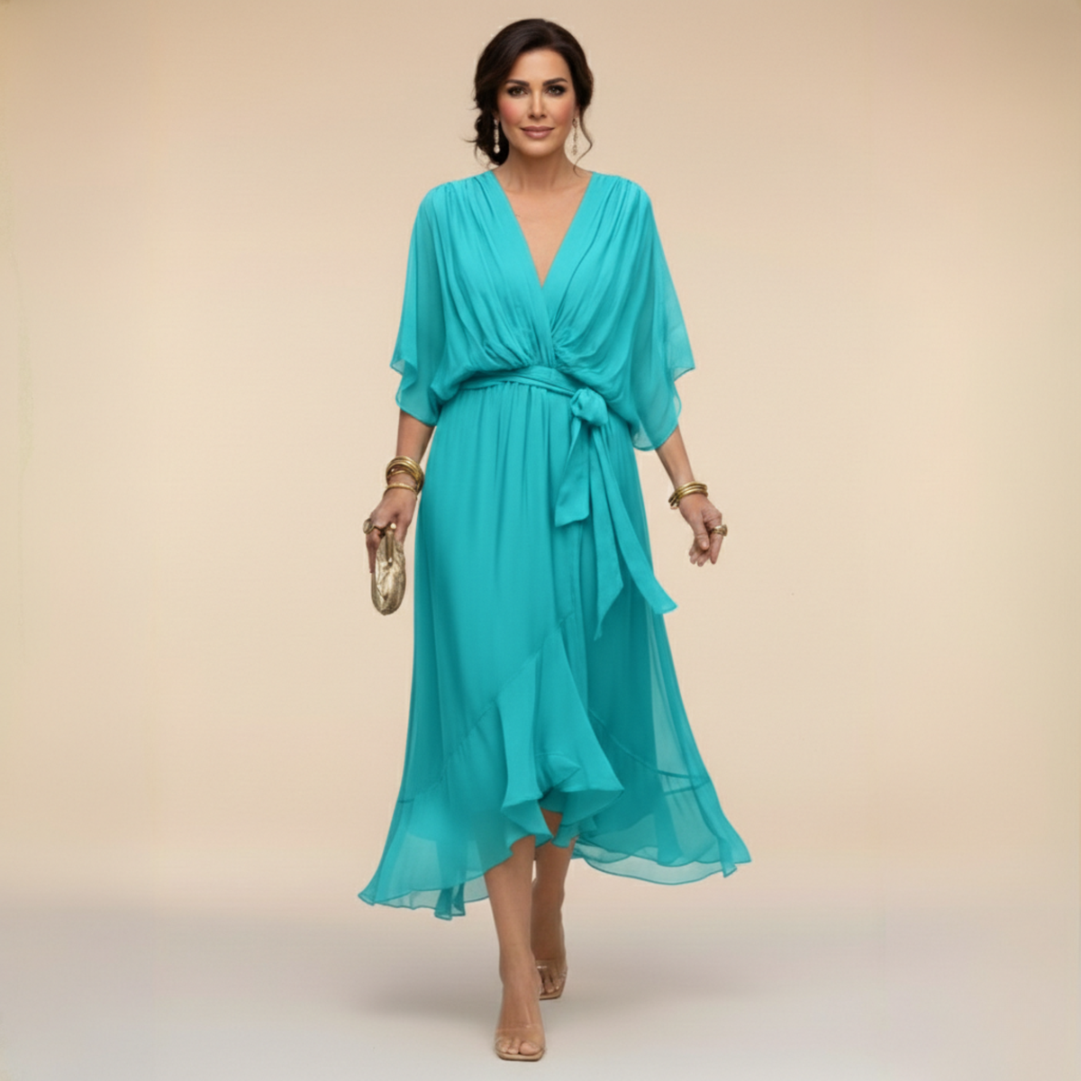 ELENA FLOWING V-NECK DRESS