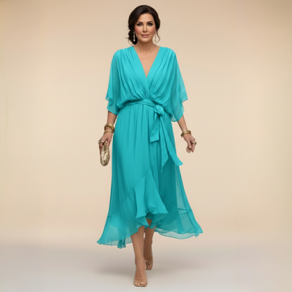 ELENA FLOWING V-NECK DRESS