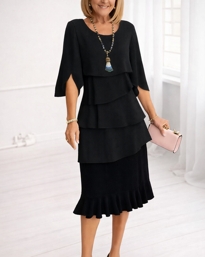 IRIS RUFFLE MIDI DRESS