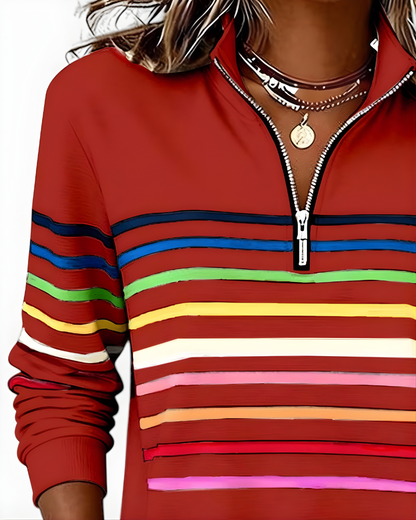 EVELINA STRIPED QUARTER ZIP