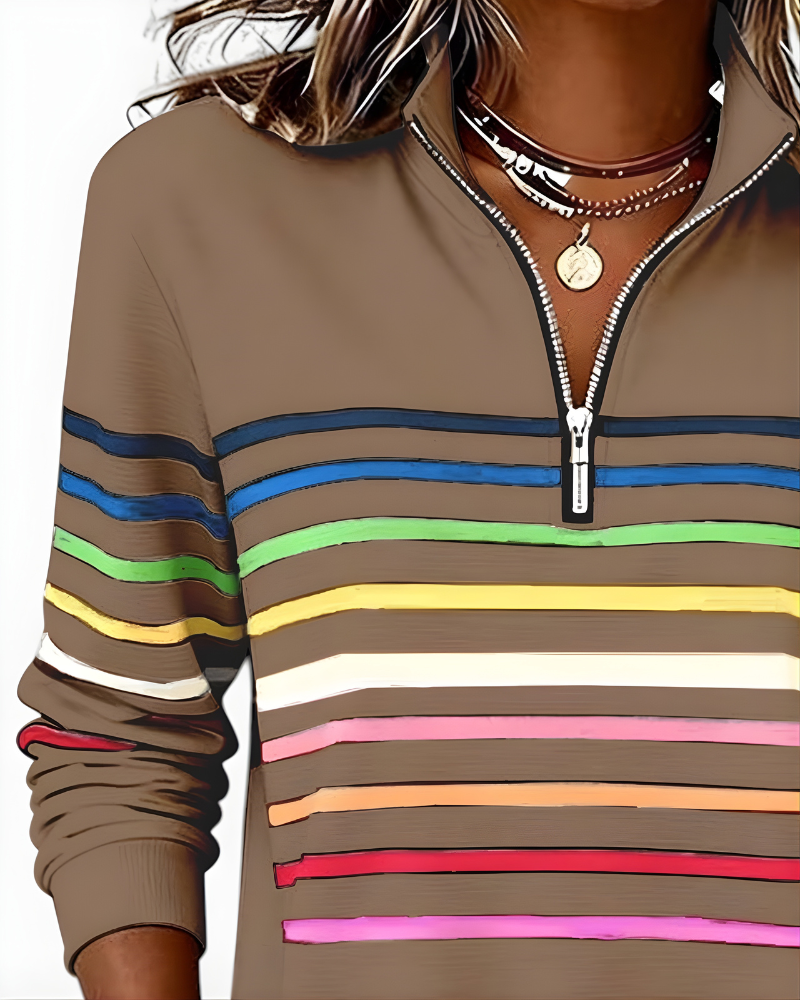 EVELINA STRIPED QUARTER ZIP