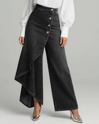 ELVORIA WRAP-STYLE DENIM JEANS