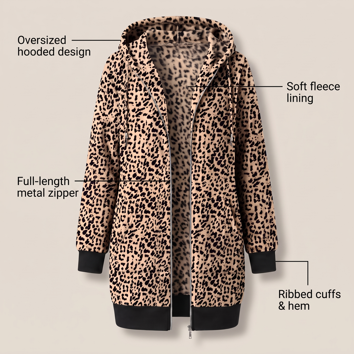 ROSAMUND COSY ZIP HOODIE COAT