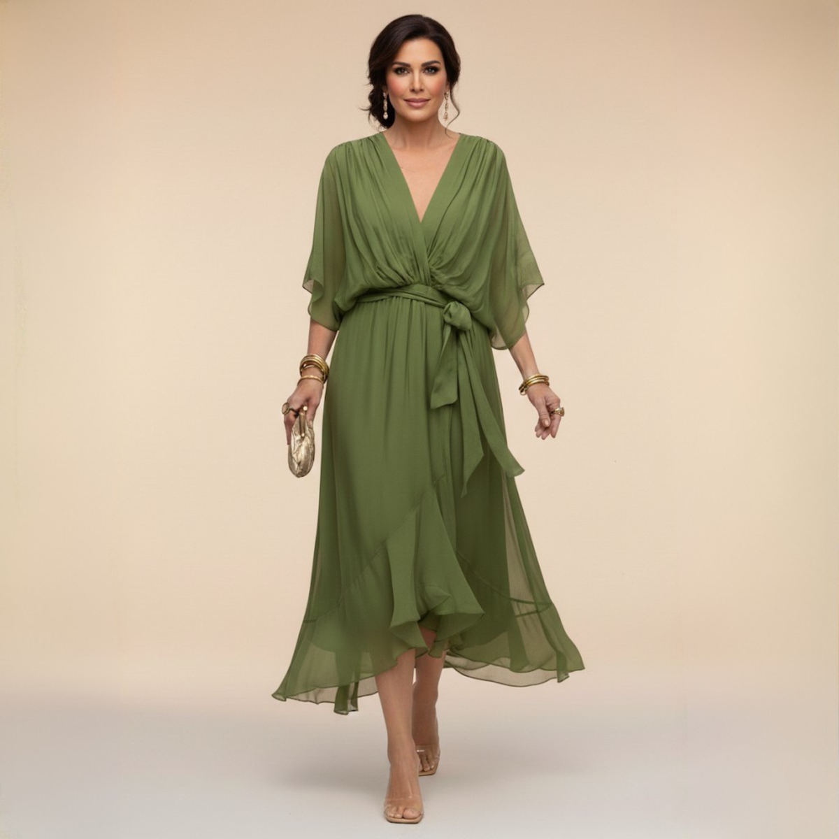 ISABELLA V-NECK CHIFFON DRESS