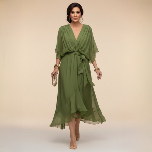 ELENA FLOWING V-NECK DRESS