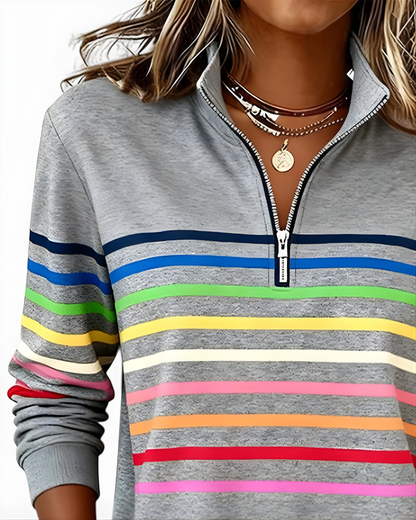 EVELINA STRIPED QUARTER ZIP