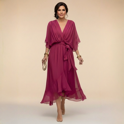 ISABELLA V-NECK CHIFFON DRESS