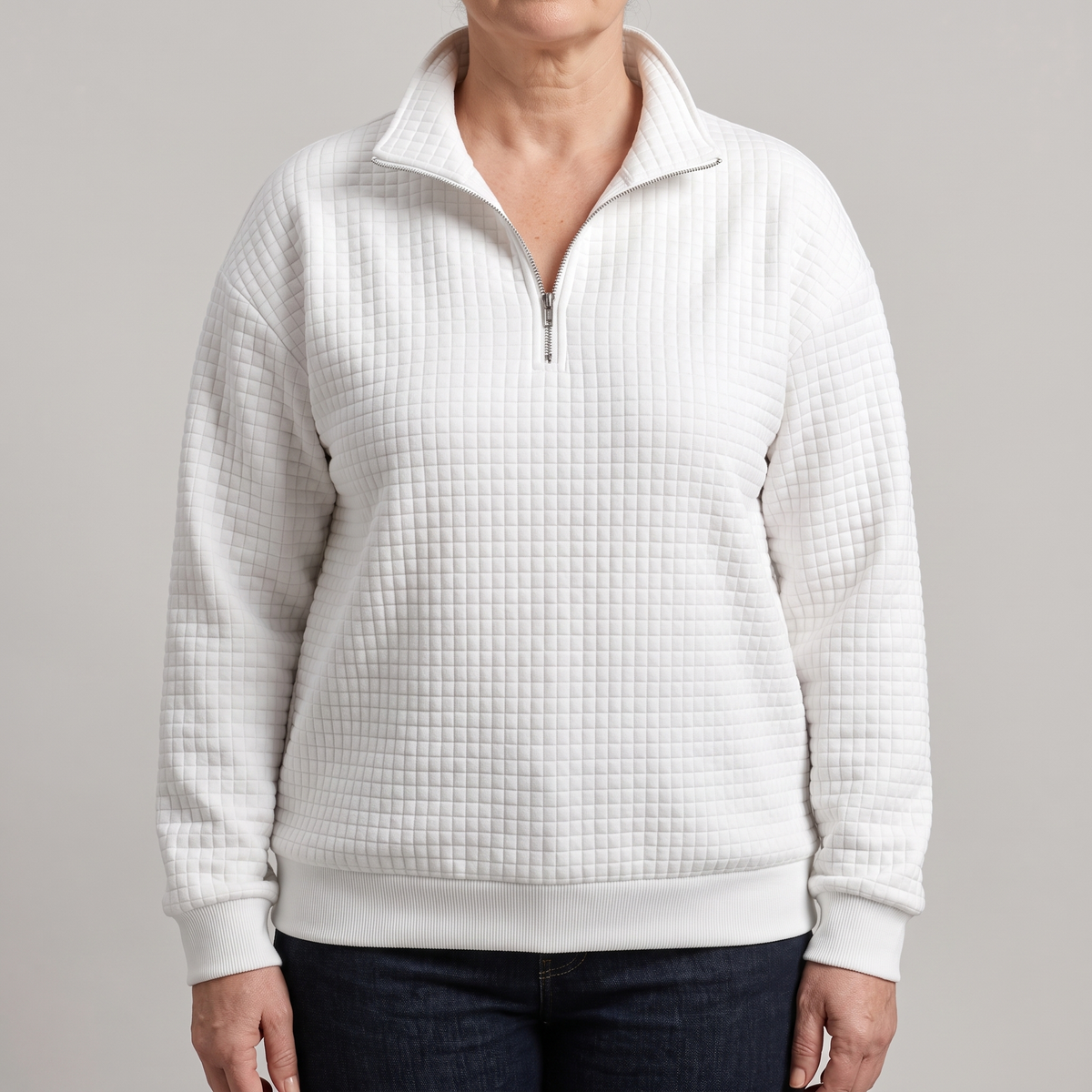 ROSALIE TEXTURED ZIP SWEATER