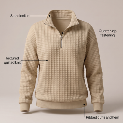 ROSALIE TEXTURED ZIP SWEATER