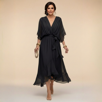 ELENA FLOWING V-NECK DRESS