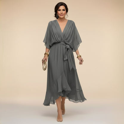 ISABELLA V-NECK CHIFFON DRESS