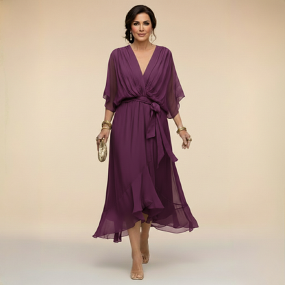 ISABELLA V-NECK CHIFFON DRESS