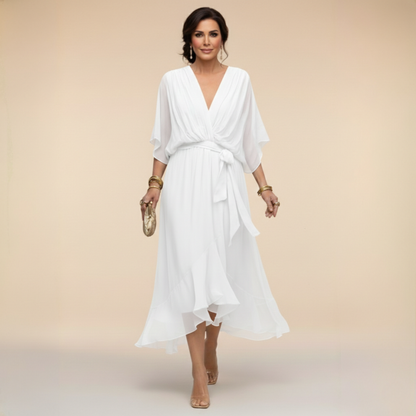 ELENA FLOWING V-NECK DRESS