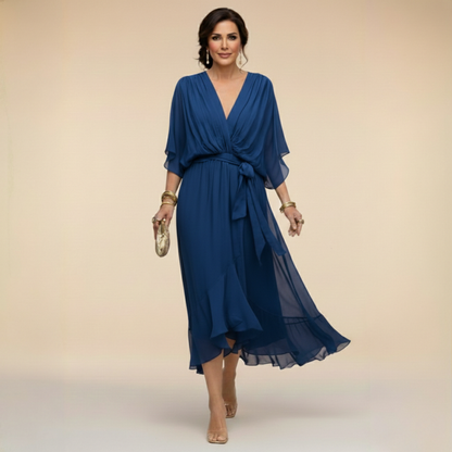 ISABELLA V-NECK CHIFFON DRESS