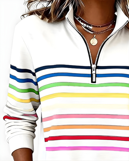 EVELINA STRIPED QUARTER ZIP