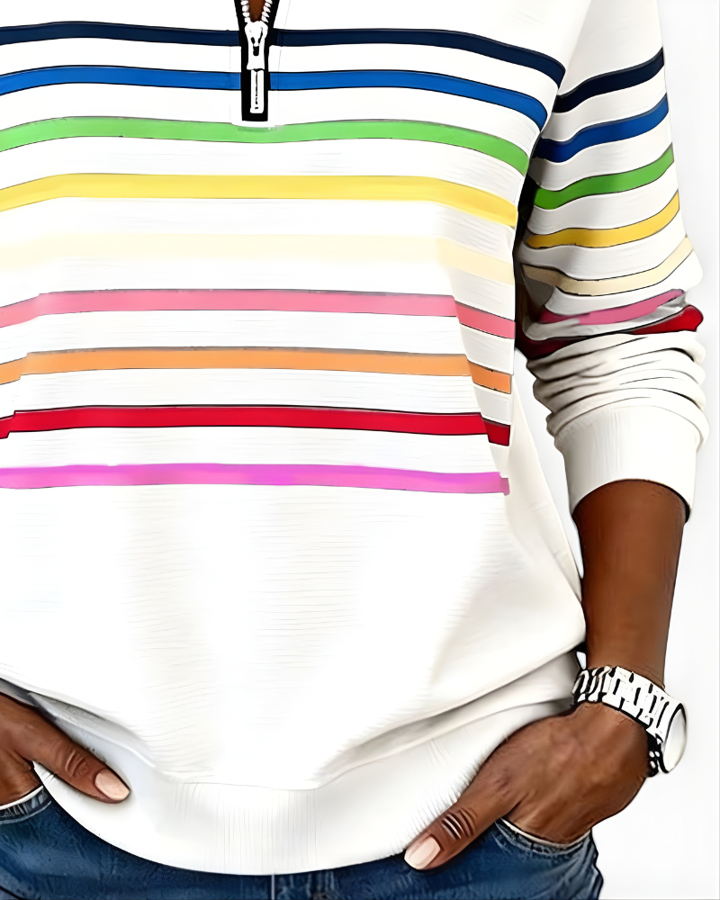 EVELINA STRIPED QUARTER ZIP