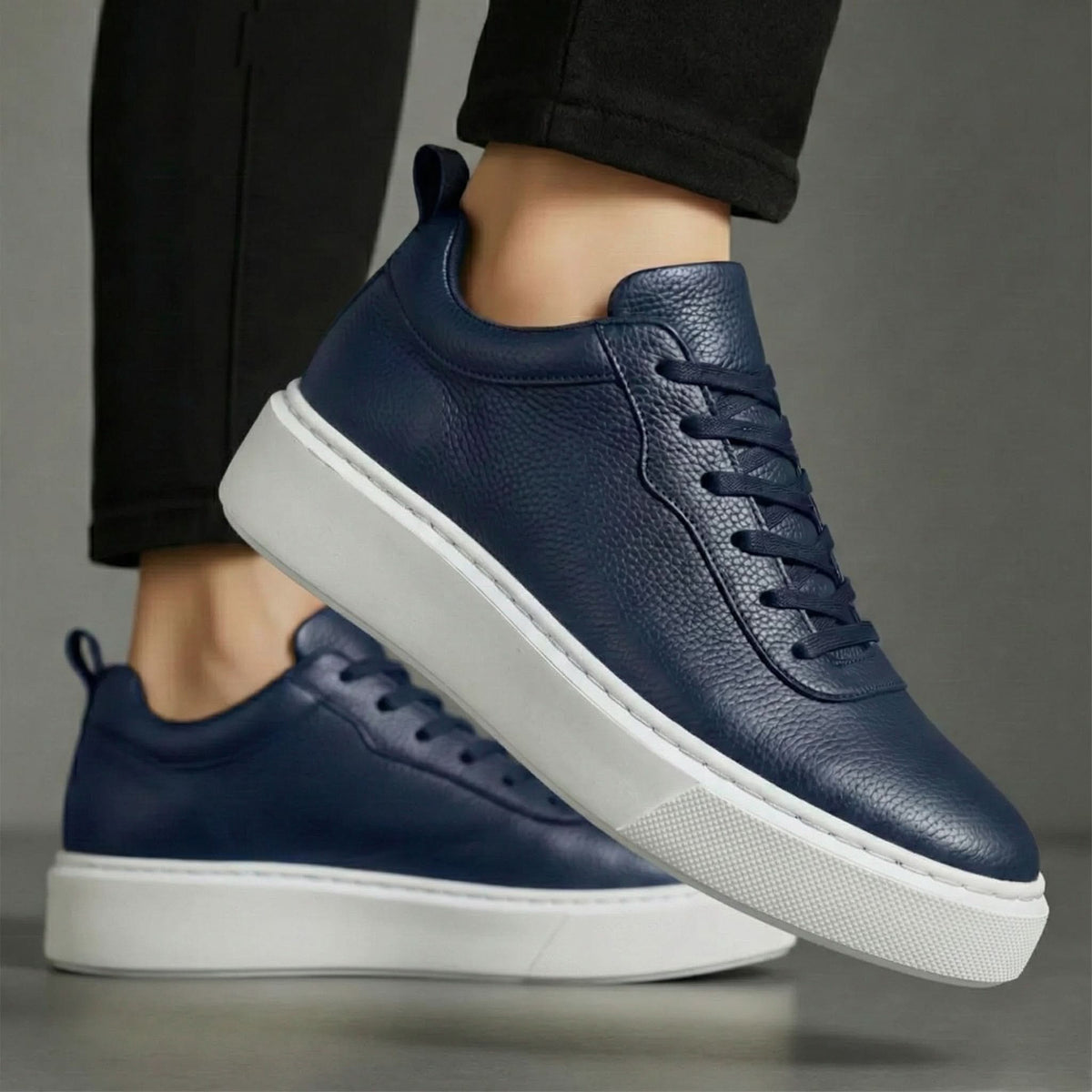 BROMLEY GRAINED LEATHER TRAINERS