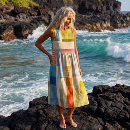 DELPHINE ARTISTIC-PRINT MIDI DRESS