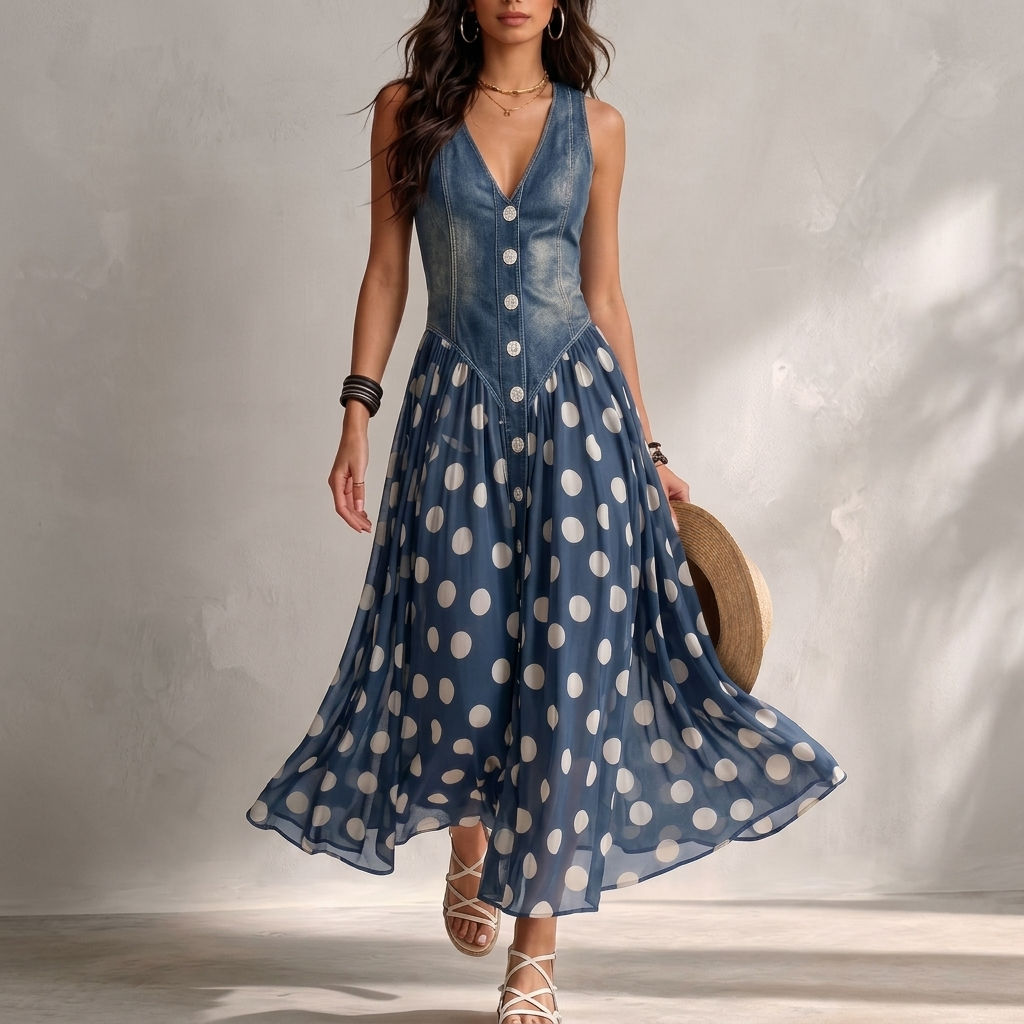 BLYTHMERE SPOT-PRINT MIDI DRESS