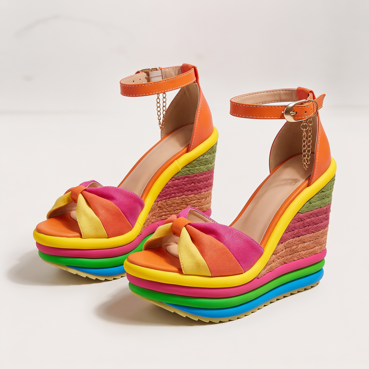 DORCHESTER ANKLE-WRAP WEDGE SANDALS