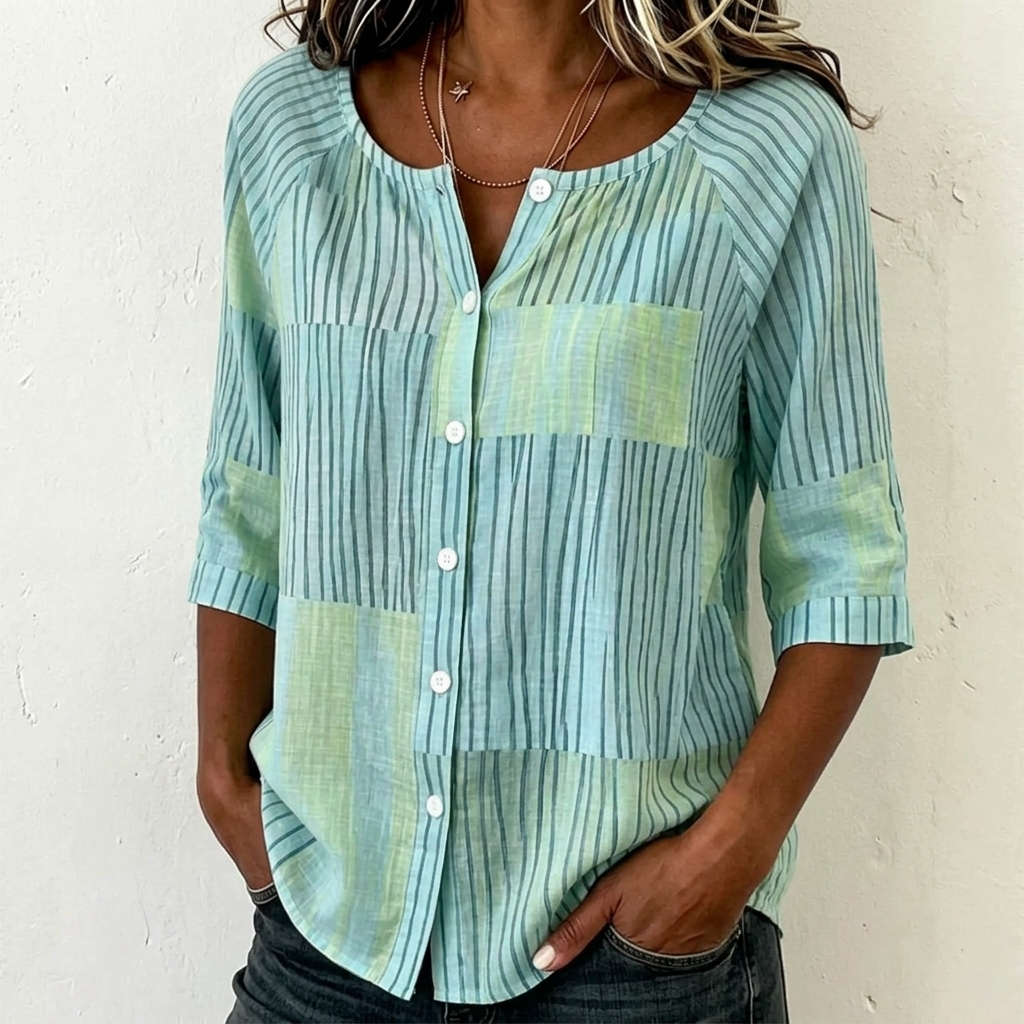 AURESTON PATCHWORK STRIPE BLOUSE