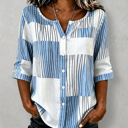 AURESTON PATCHWORK STRIPE BLOUSE