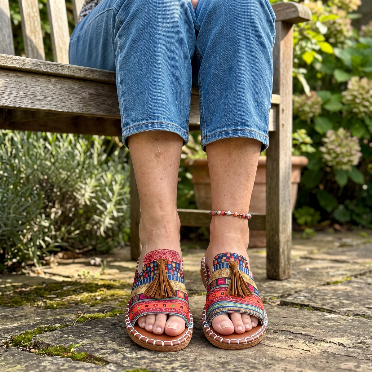 TAMARLEY BOHO TASSEL SLIDES