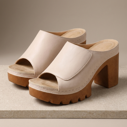 BELGRAVIA LEATHER BLOCK-HEEL MULES