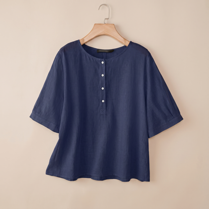 ELLACOMBE SHORT-SLEEVE BUTTON BLOUSE