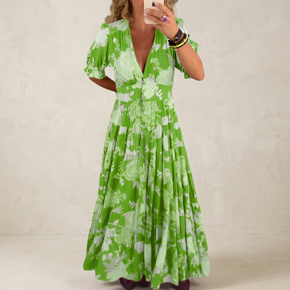 EVANTHE FLORAL V-NECK DRESS