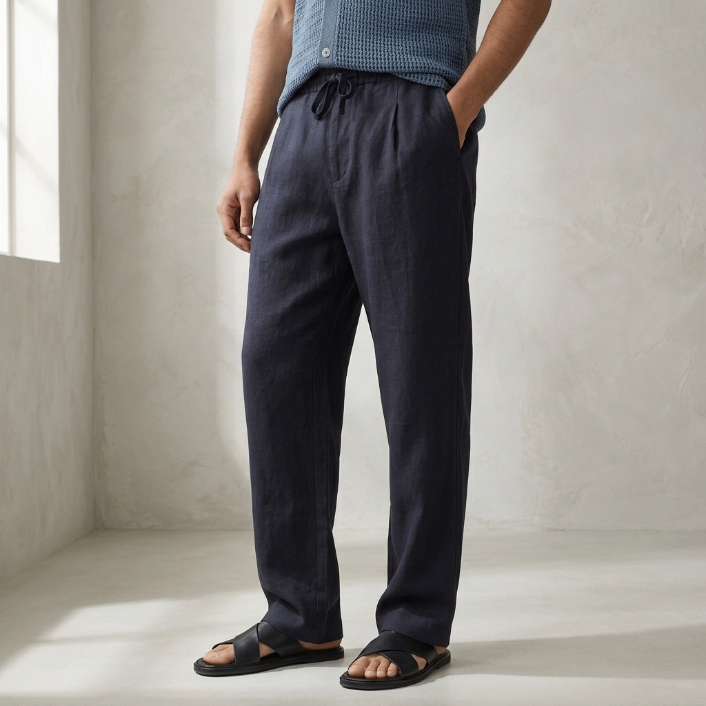 SOMERFORD PURE LINEN DRAWSTRING TROUSERS