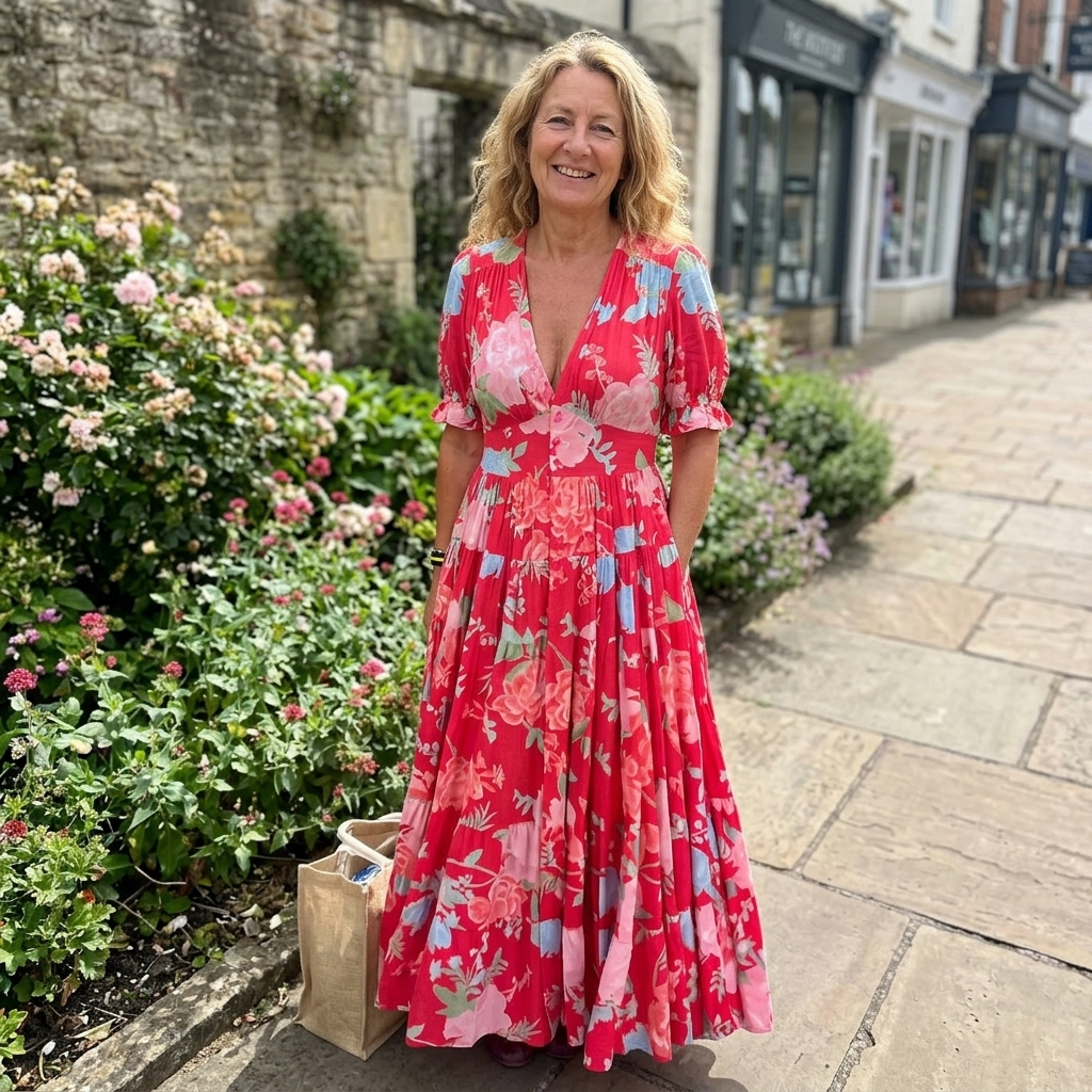EVANTHE FLORAL V-NECK DRESS