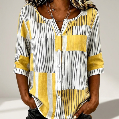 AURESTON PATCHWORK STRIPE BLOUSE