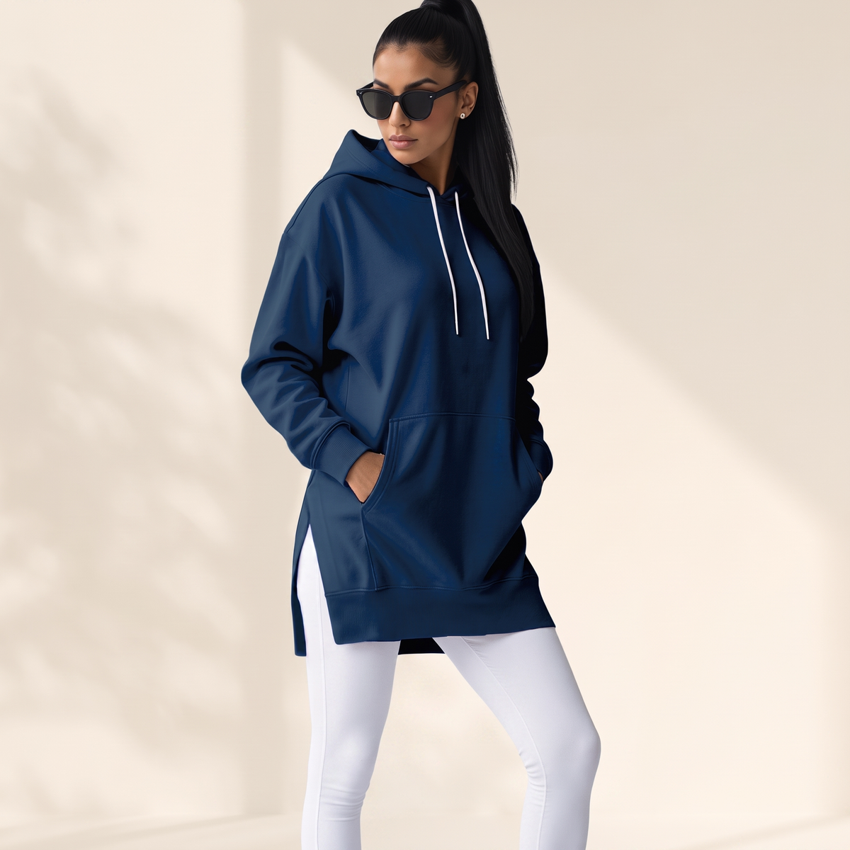 AVELMERE SOFT-FLEECE HOODIE DRESS