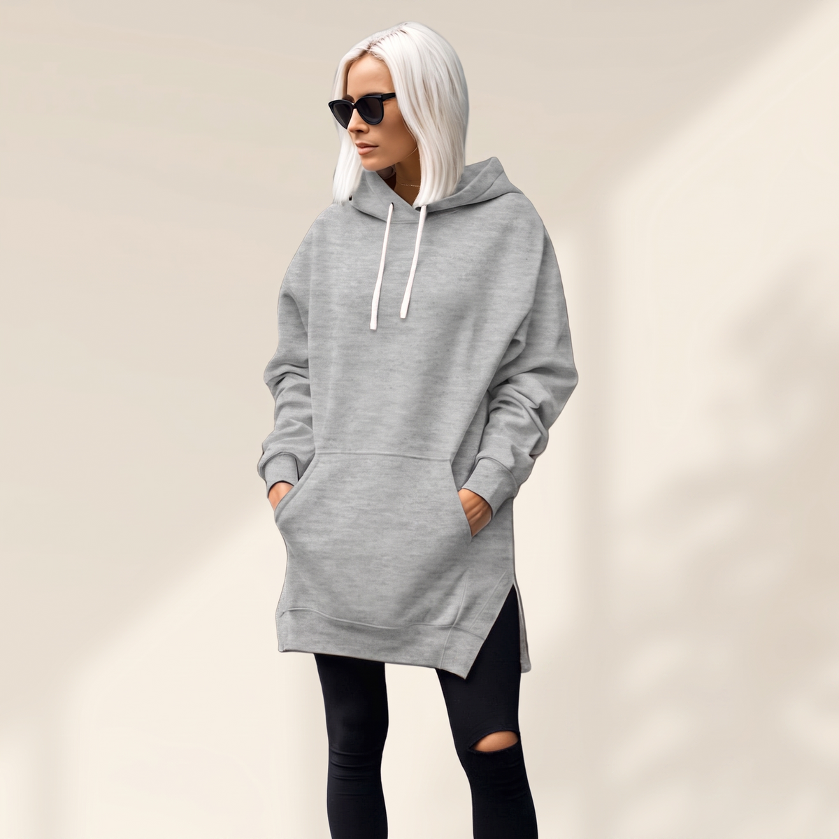 AVELMERE SOFT-FLEECE HOODIE DRESS