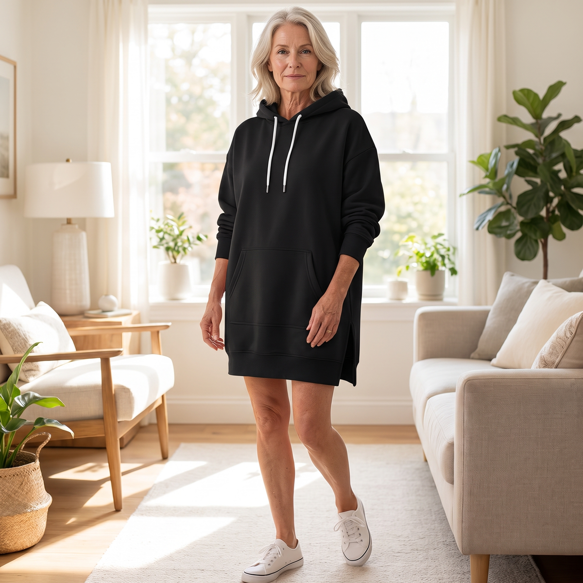 AVELMERE SOFT-FLEECE HOODIE DRESS