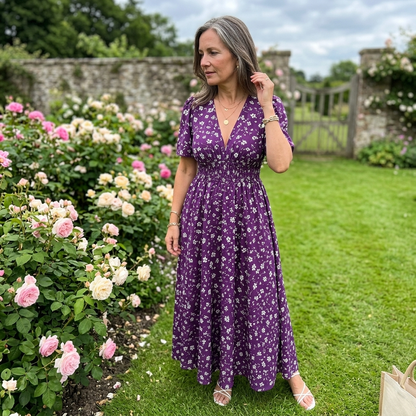 ALDEROSE FLORAL V-NECK DRESS