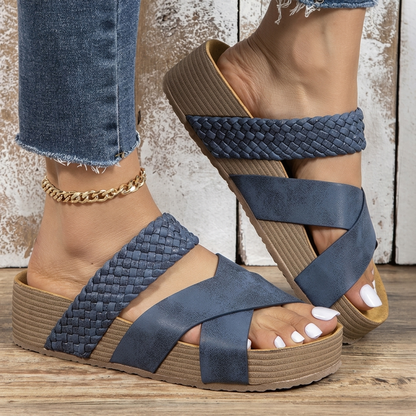 TREVANNA DOUBLE-STRAP WEDGE SANDALS