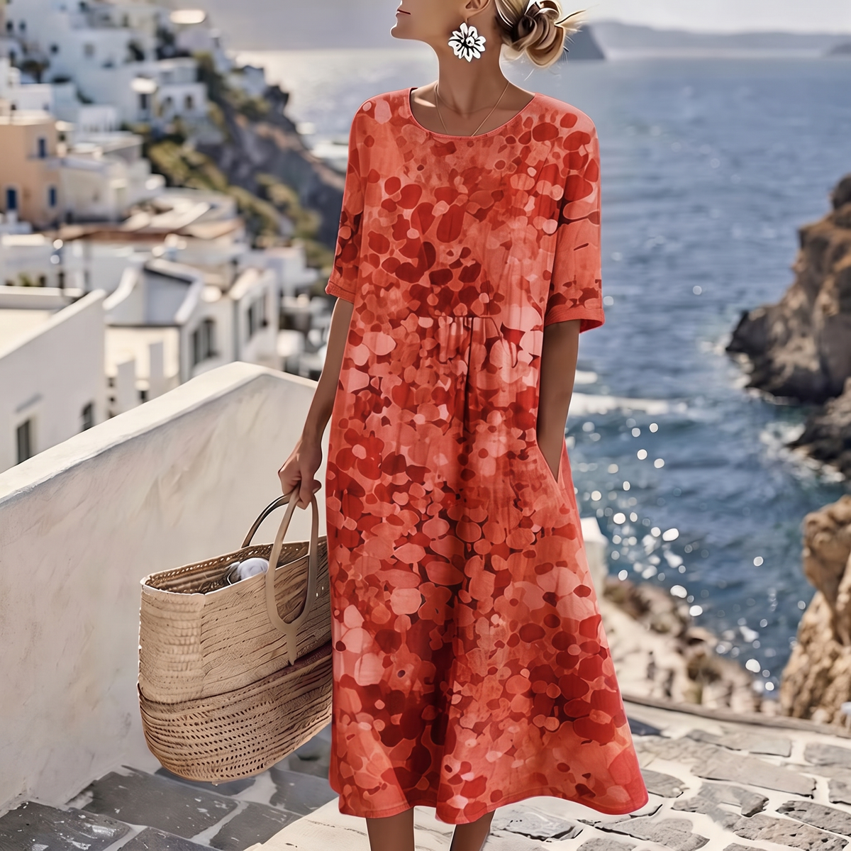 CLOVERLEIGH LOOSE-FIT FLORAL DRESS