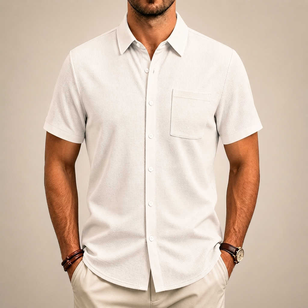 CALDHAM TEXTURED BUTTON-UP SHIRT