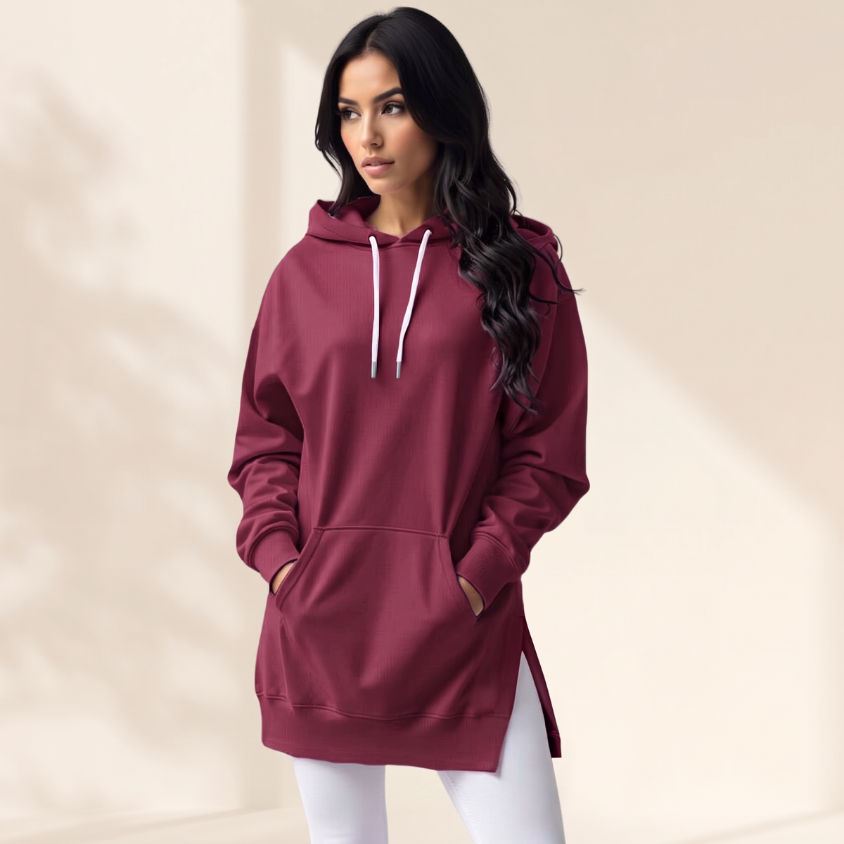 AVELMERE SOFT-FLEECE HOODIE DRESS